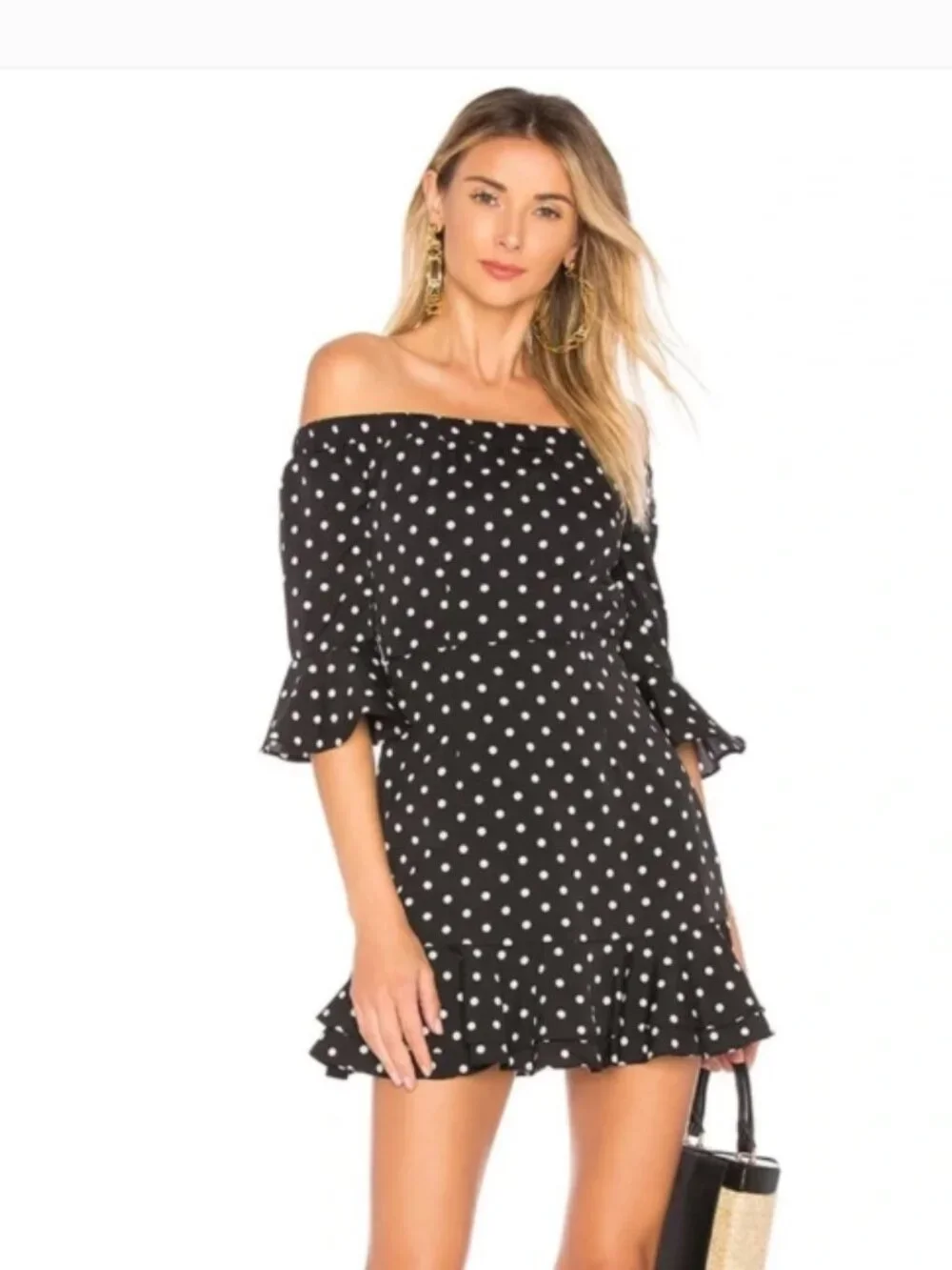 superdown | Dresses | Superdown X Revolve Faye Polka Dot Ruffle Mini Dress  In Black White Medium | Poshmark